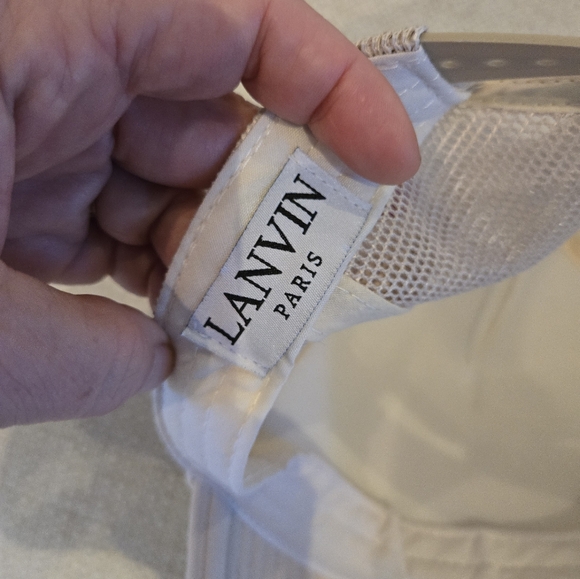 LANVIN PARIS Snapback Cap Hat Mesh Cream Blush White Fashion Luxury - Picture 4 of 8